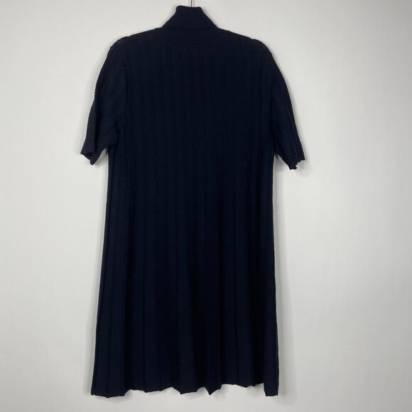 2/$30 COS Turtleneck Ribbed Jumper Dress L Short Sleeve Navy Blue #A5743 - Picture 9 of 14
